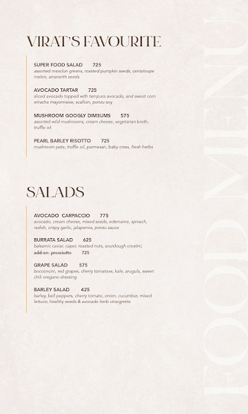 One8 Commune menu 