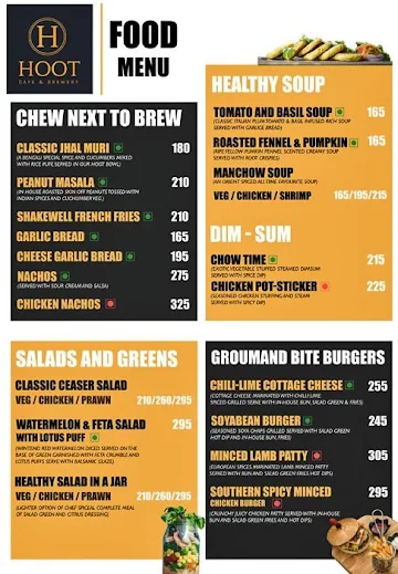 Hoot Brewery & Cafe menu 