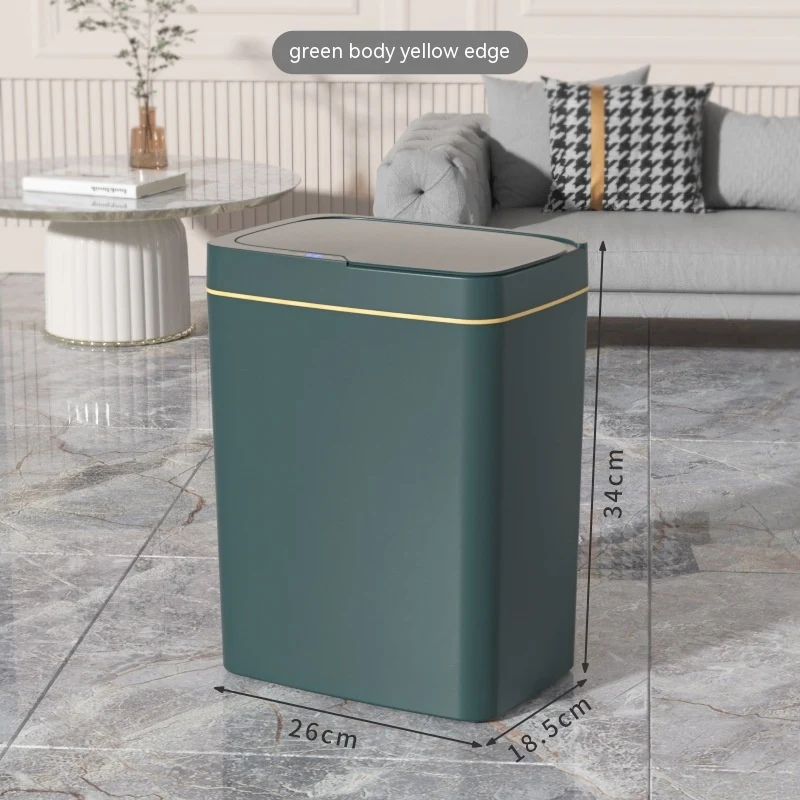 Poubelle de cuisine intelligente en polypropylène avec couvercle, grande capacité et ouverture inductive pour une utilisation facile.