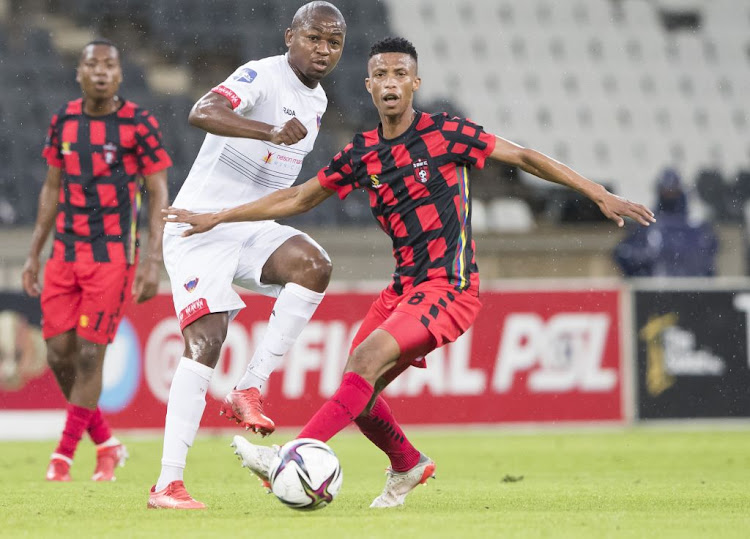 Sihle Nduli of TS Galaxy during his side's league match against Chippa United at Mbombela Stadium on December 7 in Mbombela.