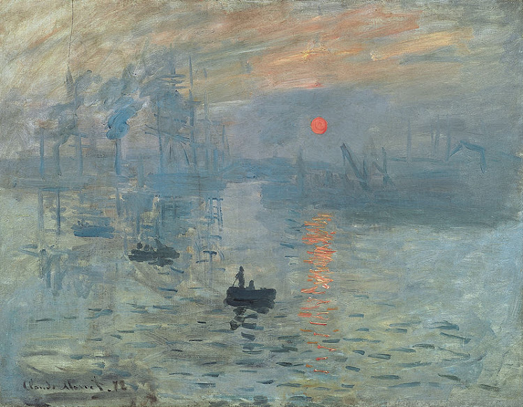 "Soleil Levant" (Impression, Sunrise) (1872), by Claude Monet, spawned the Impression movement. See it at Musée Marmottan Monet in Paris.  