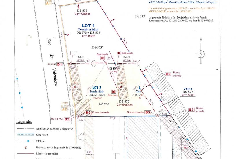  Vente Terrain à bâtir - 419m² à Dijon (21000) 