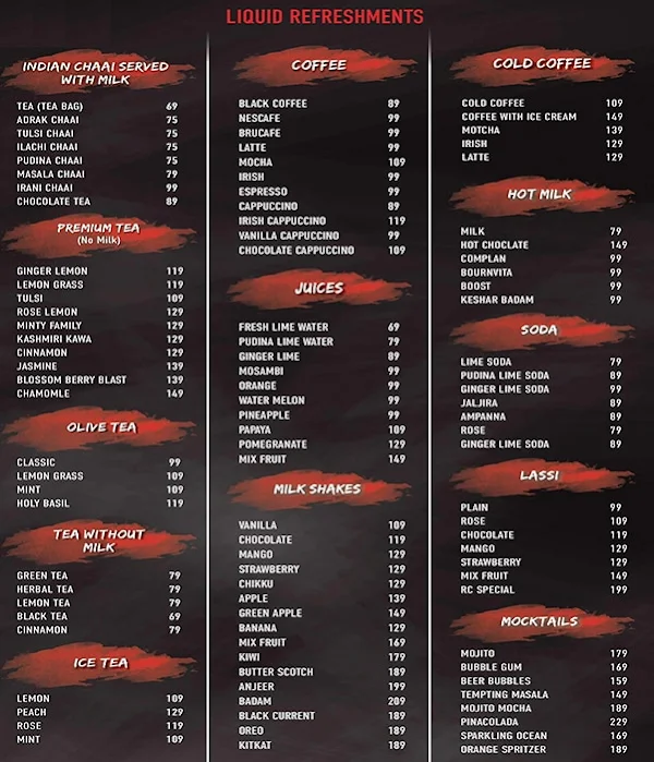 Retro Cafe menu 