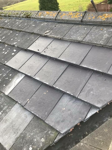 This picture was taken at the end of the job were a chimney was dismantled and tiled back in to match existing roof.