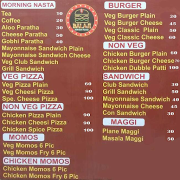 Balaji Burger House menu 