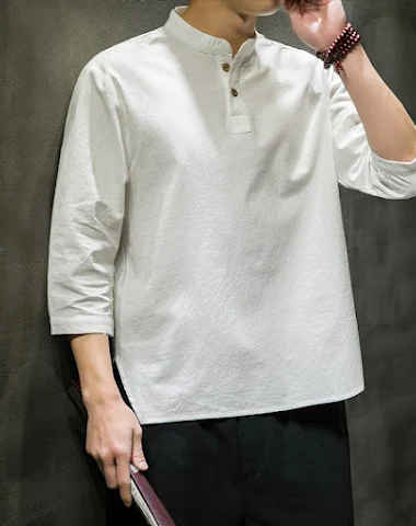 Chinese style cotton hemp short sle - 0
