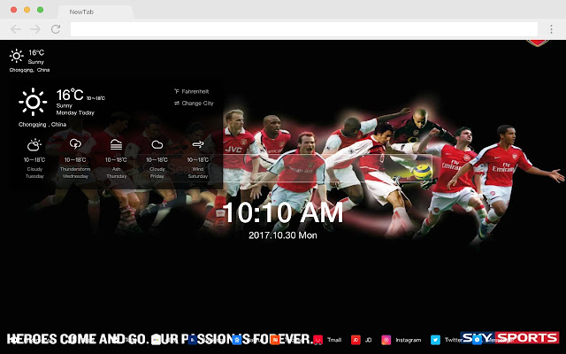 Arsenal Pop Football HD New Tabs Theme