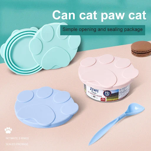 Portable Silicone Dog Cat Canned Lid 3-in-1 Food Sealer Spoon Pet Food Cover Storage Fresh-keeping Lids Bowl Dog Accesso