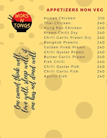 Woks & Tongs menu 