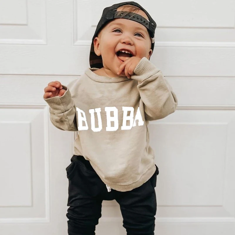 Sweat-shirt décontracté à imprimé lettres pour garçons, pull-over confortable pour enfants, parfait pour un usage quotidien et un look tendance.