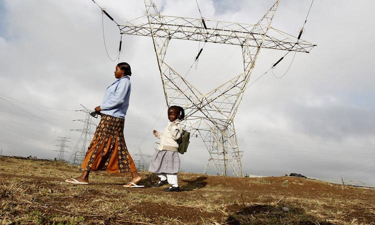 High-voltage electrical pylons on the outskirts of Kenya’s capital Nairobi.