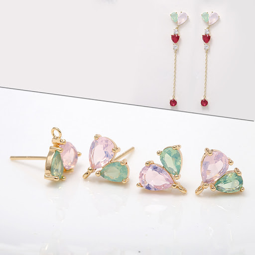 Title 5, DIY Earrings 925 Silver Needle Inlaid Zircon Pe...