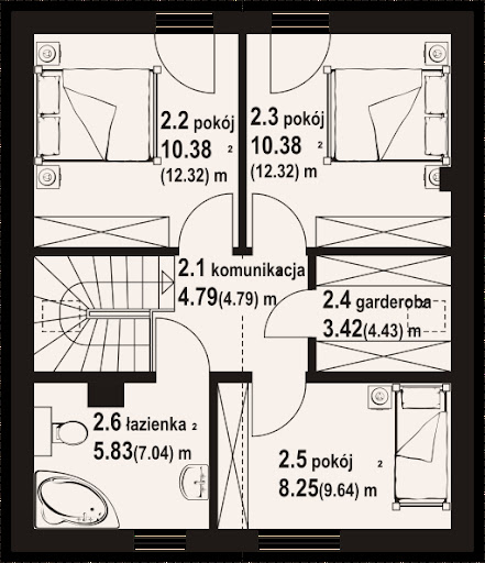 Grodziec bb 70 dws - Rzut poddasza