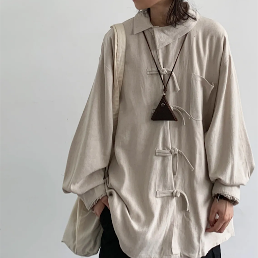Title 6, Boys Cotton Linen Loose Button Diagonal Collar...