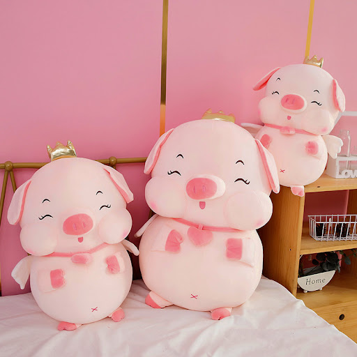 Title 3, Chubby Crown Angel Pig Plush Toy. Soft and cudd...