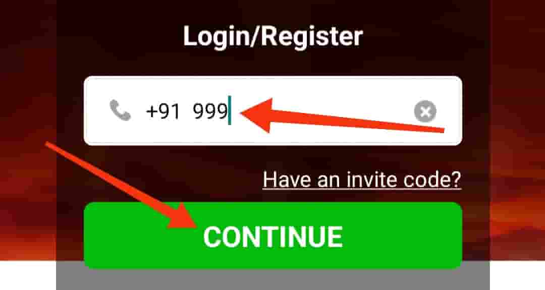 मोबाइल नंबर डालकर Contunue करे