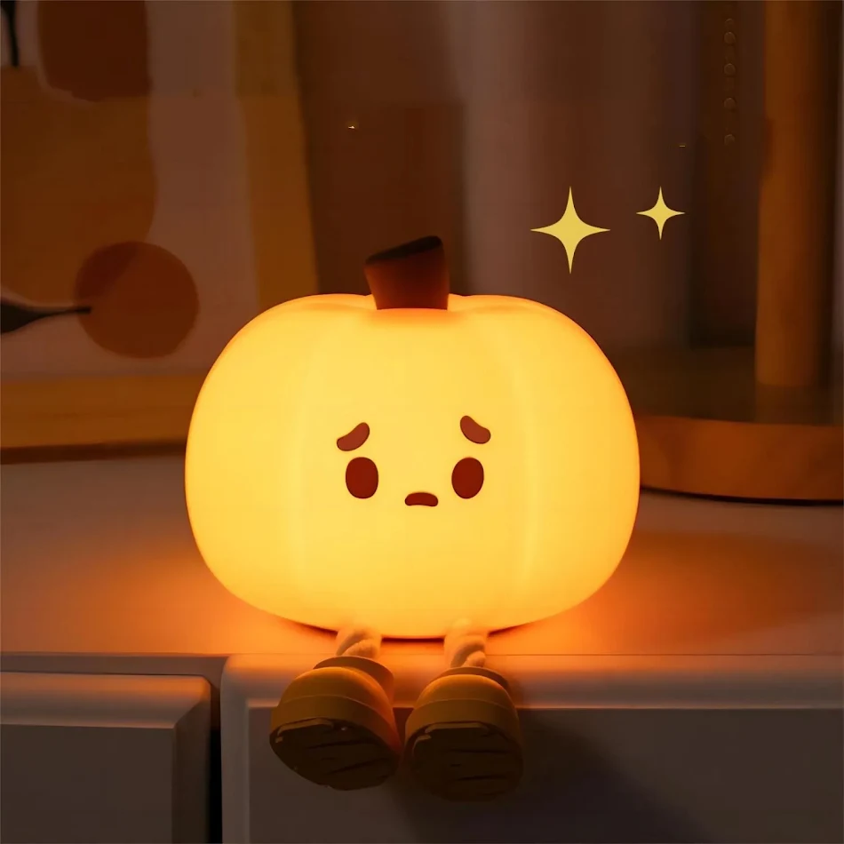 Halloween Noćno Svetlo Bundeva Slatka Silikonska Lampa Osetljiva Na Dodir Prigušivo Punjivo Svetlo Za Decu Ukras Spavaće Sobe