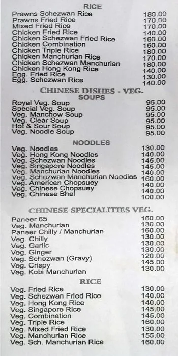 Malvancha Kinara menu 