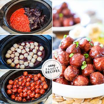 Crock Pot Party Meatballs {Grape Jelly Meatballs} · Easy Family Recipes