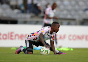 Orlando Pirates' Thembinkosi Lorch warms up ahead of the Caf Confederation Cup quarterfinal second leg match against Simba SC at Orlando Stadium on April 24 2022.