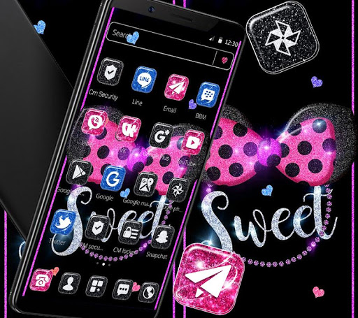 Pink Kitty Glitter Bow Theme ?