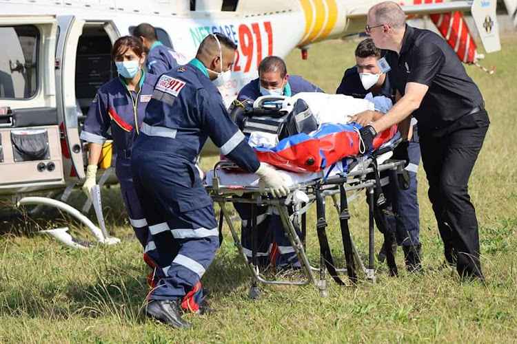 A Drakensberg hotel guest was airlifted to hospital on Sunday after being bitten by a berg adder.