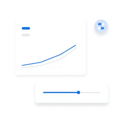 Interfaz con un gráfico de porcentajes de clics y tasas de conversión.