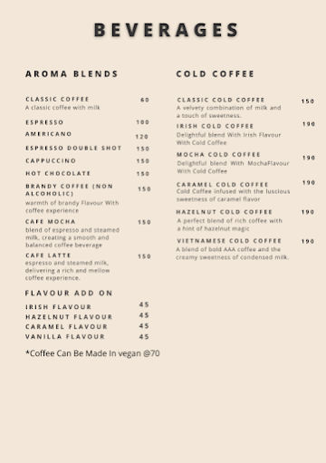 D'aromas Coffee menu 