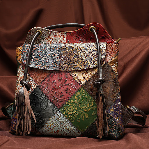 Title 5, Sac à bandoulière embossé et à franges, lacces...