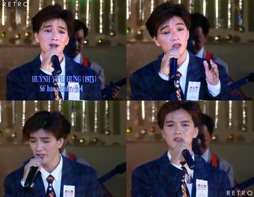 Ca sĩ Đàm Vĩnh Hưng tham gia một cuộc thi âm nhạc ở thời kỳ đó.