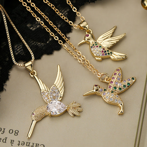 Title 4, Niche Personality Bird Pendant Necklace Copper ...