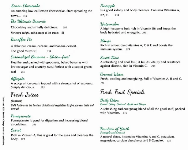 Cafe Turtle menu 