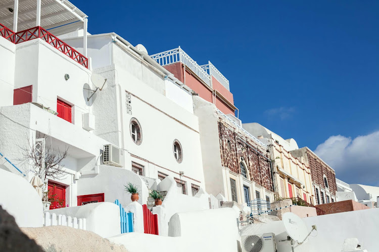 Classic buildings in Oia, Santorini, looking southward. 