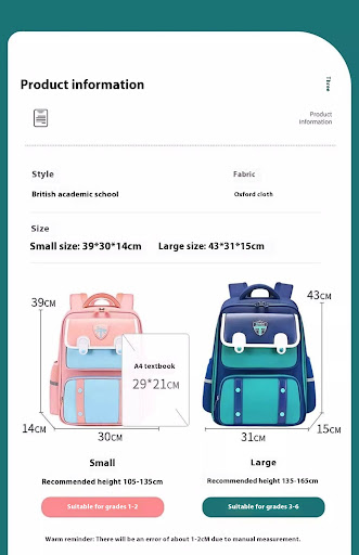 Title 6, British Style Childrens Schoolbag Primary Scho...