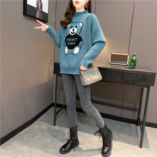 Title 35, Artificial Mink Fur Bear Sweater For Women Autu...