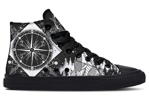 Title 7, Fashion Print Couple High-Top Canvas Shoes. Sty...