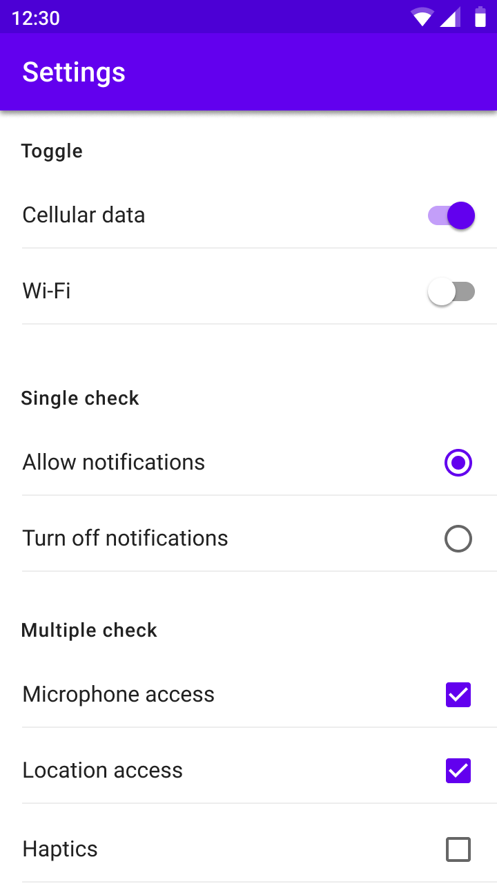 Radio buttons - Material Design