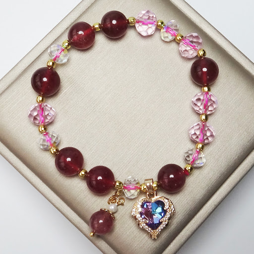 Title 1, Natural Strawberry Quartz Bracelet Womens Summ...