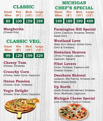 Michigan Pizza menu 
