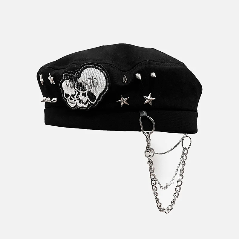 Béret à chaîne Punk Original Hot Girl Rock Girl Rock Skull