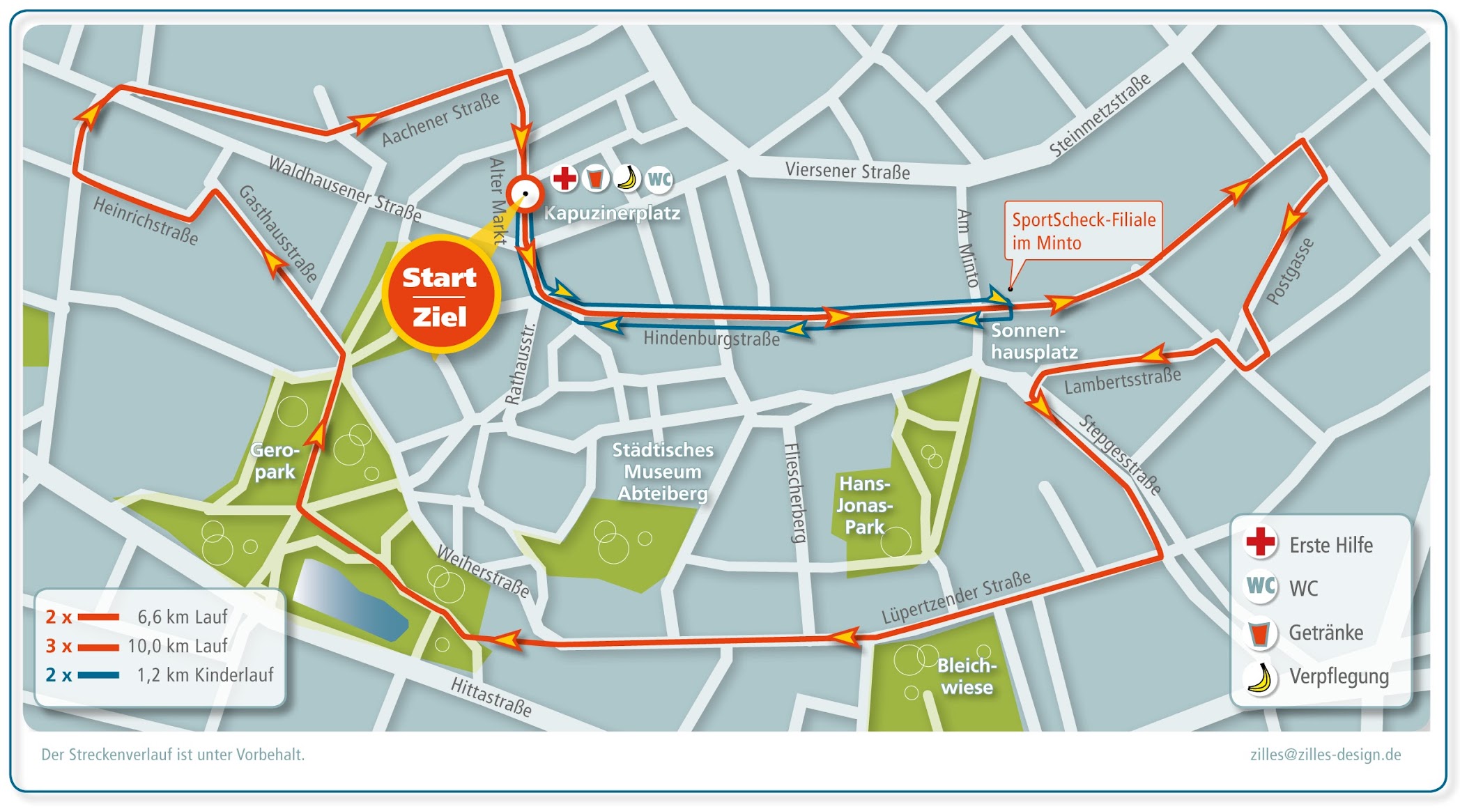 NachtLauf Mönchengladbach SportScheck Streckenverlauf 2016