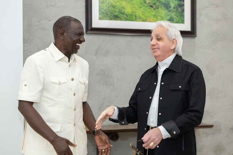 President William Ruto with televangelist Benny Hinn in Nairobi on February 25, 2024.