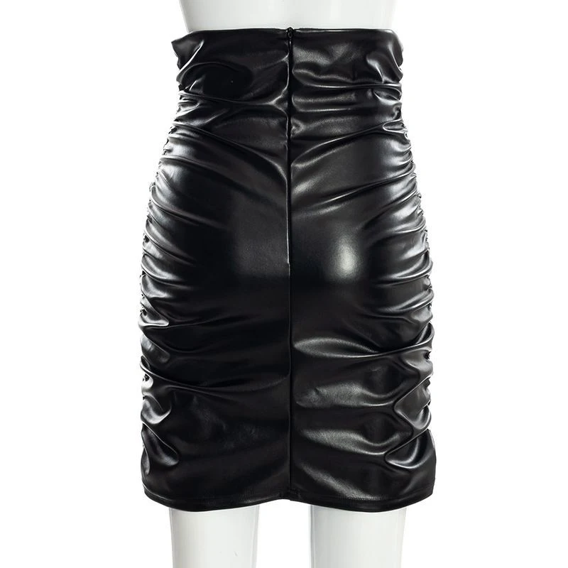 Gonna a tubino plissettata da donna in PU tinta unita, perfetta per un look elegante e femminile. Ideale per ufficio e occasioni speciali.