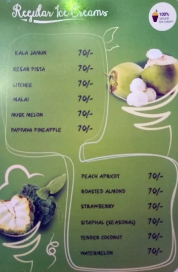 Thanco's Natural Ice Cream menu 