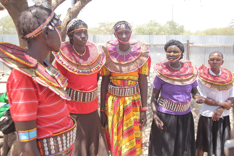 A group of women from Tiaty, Baringo, recount their experiences on March 1, 2022.