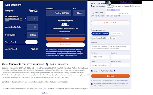 VIN Match Pro Mileage History - BETA