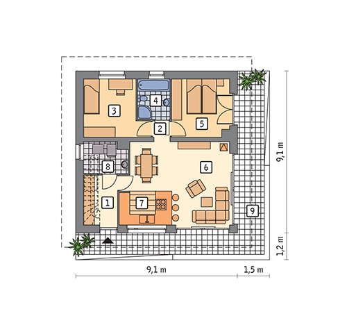 Miarodajny - wersja 1 - C333v1 - Rzut parteru