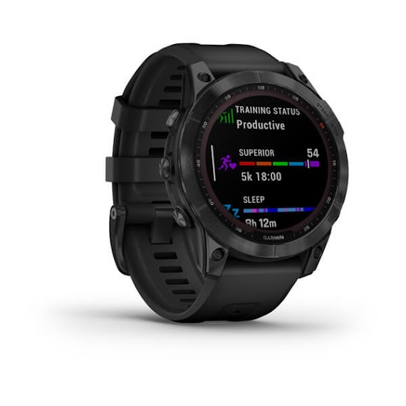 Đồng Hồ G A R M I N Fenix 7 Sapphire Solar, Black Dlc Titanium With Black Silicone Band