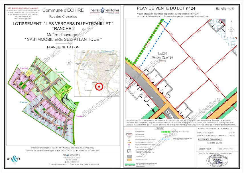 Vente terrain  319 m² à Echiré (79410), 37 000 €