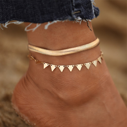 Title 1, Fashion Triangle Double-layer Chain Anklet – a ...